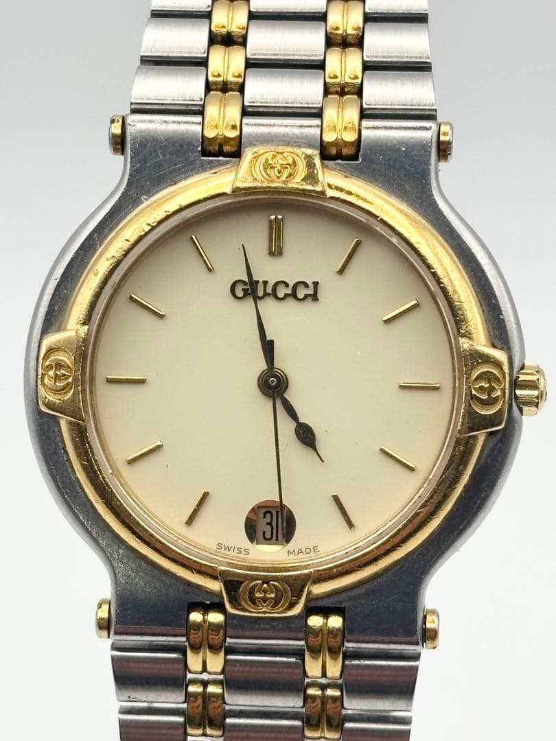 GUCCI グッチ 9000M 腕時計 クォーツ メンズ 2トーン デイト 稼働