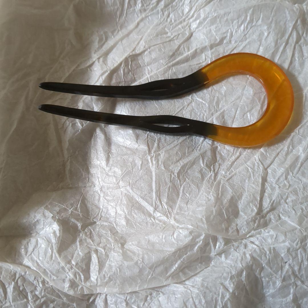 タカ2007　べっ甲　かんざし　オレンジと黒