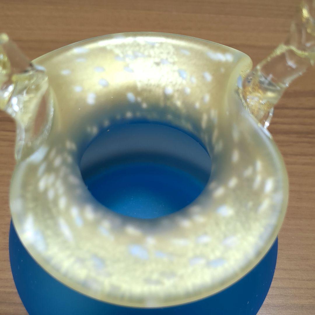 黒木国昭　ガラスアート　 金彩象嵌手付花瓶