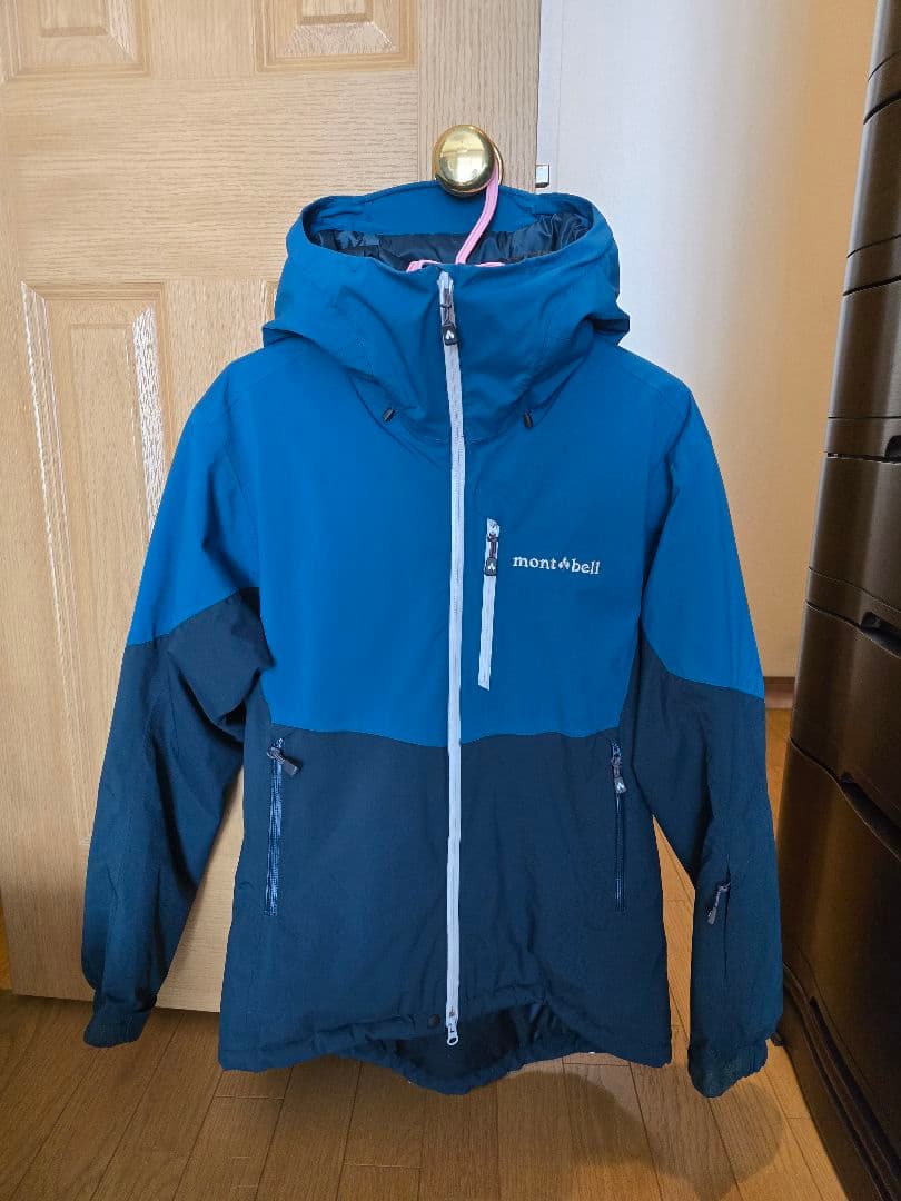 美品　モンベル　パウダーホップパーカー　スキー、スノボ、登山　青　Mサイズ