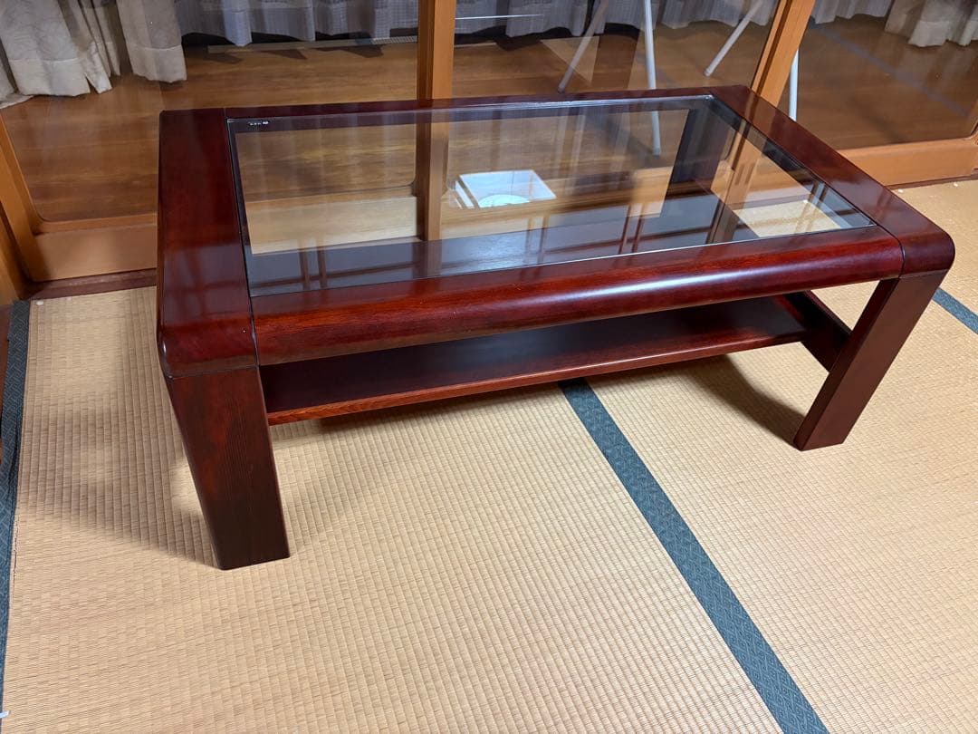 karimoku カリモク 木製ローテーブル ガラス天板