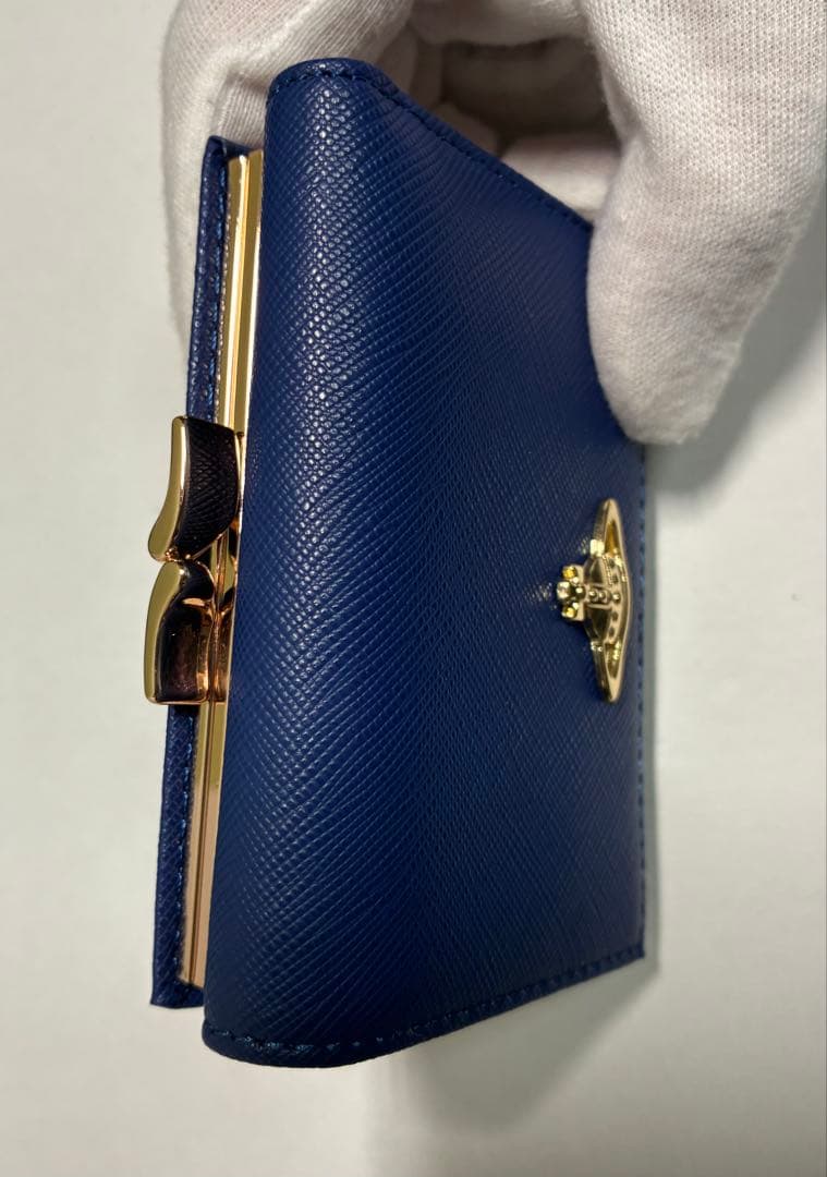 【新品】Vivienne Westwood 折財布 青 シンプル がま口 定番