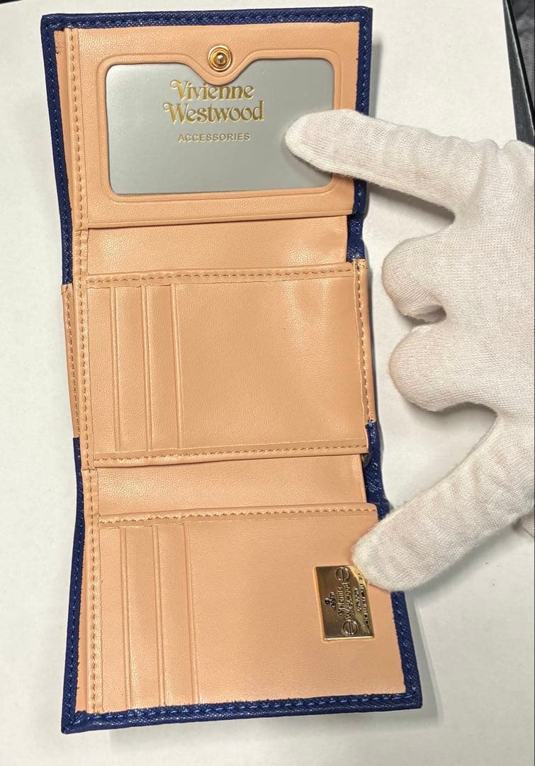 【新品】Vivienne Westwood 折財布 青 シンプル がま口 定番