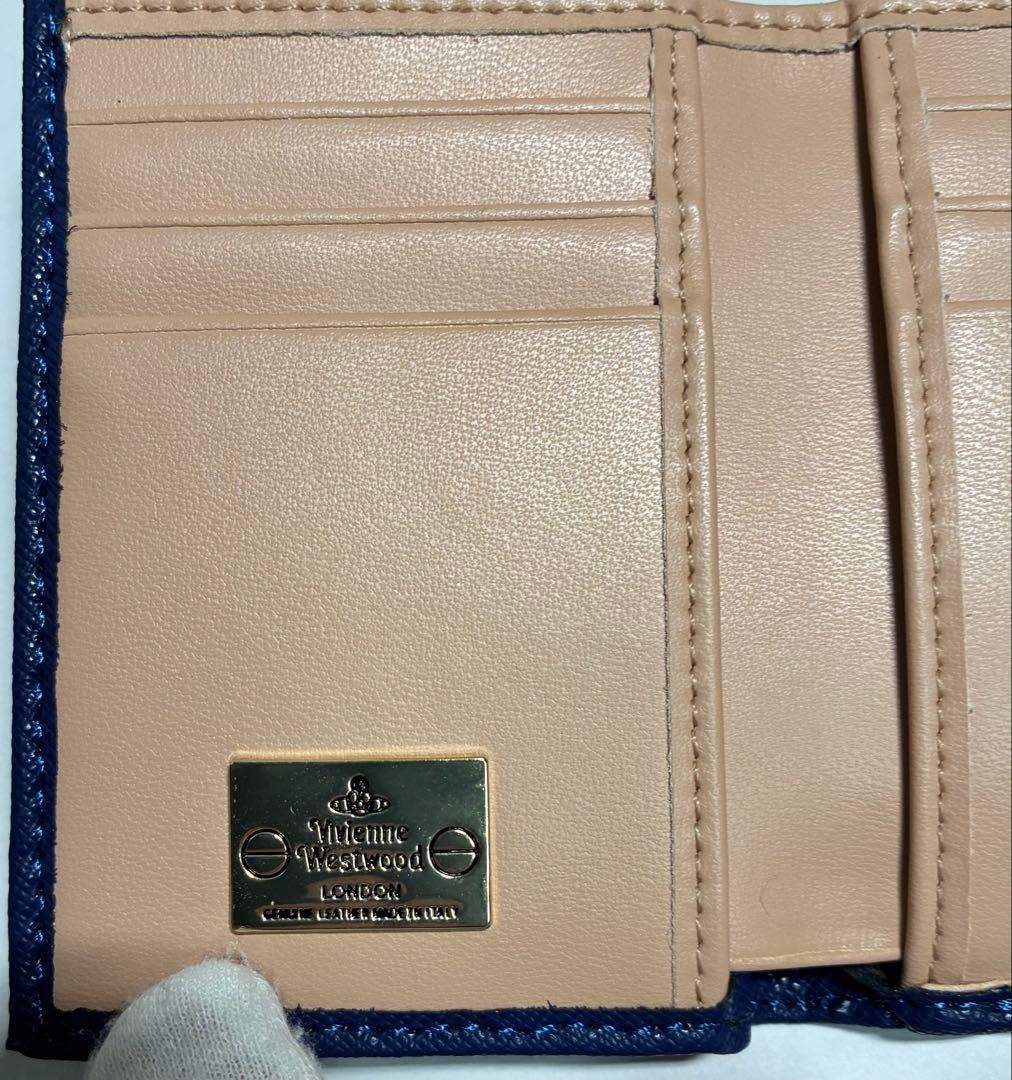 【新品】Vivienne Westwood 折財布 青 シンプル がま口 定番