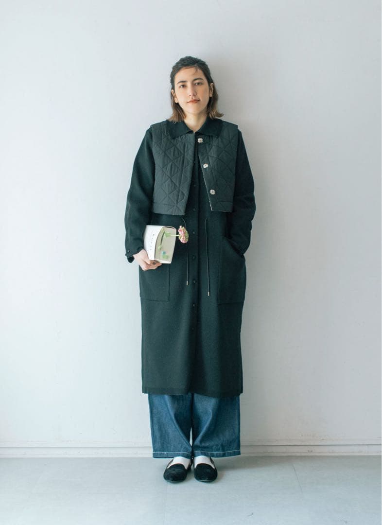 Porter des boutons キルティングリバーシブルショートジレ