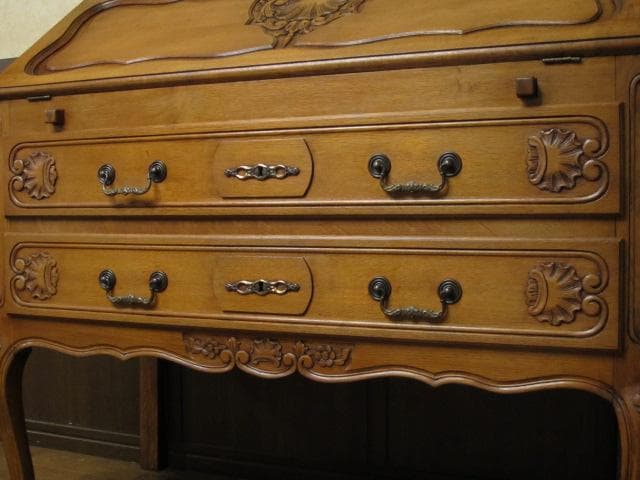 フランス アンティーク ルイ15世様式 彫刻 猫脚 ライティングビューロー