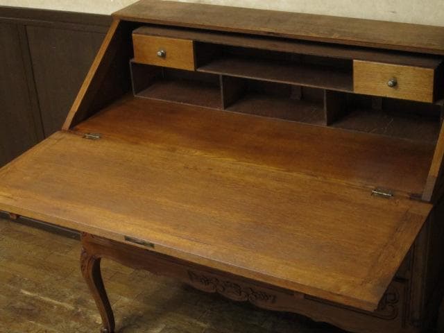 フランス アンティーク ルイ15世様式 彫刻 猫脚 ライティングビューロー