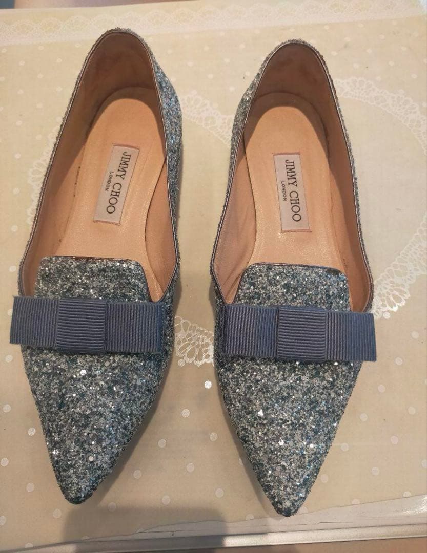 JIMMY CHOO グリッター フラットシューズ