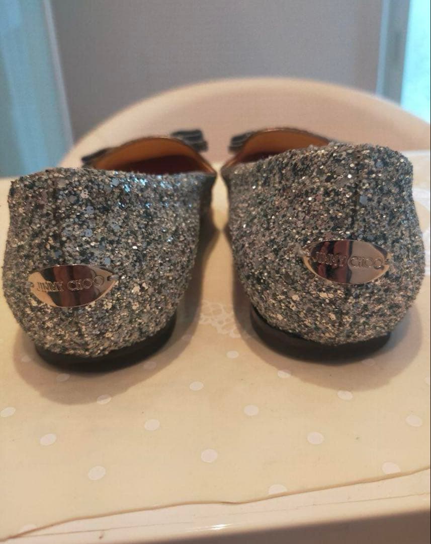 JIMMY CHOO グリッター フラットシューズ