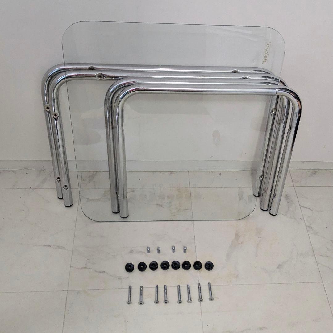 ヴィンテージ クローム ガラステーブル ポストモダン ミッドセンチュリー