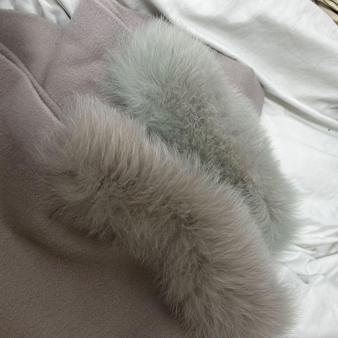 ノエラ　ファー付きポンチョコート　ケープコート　ホワイト　サイズフリー