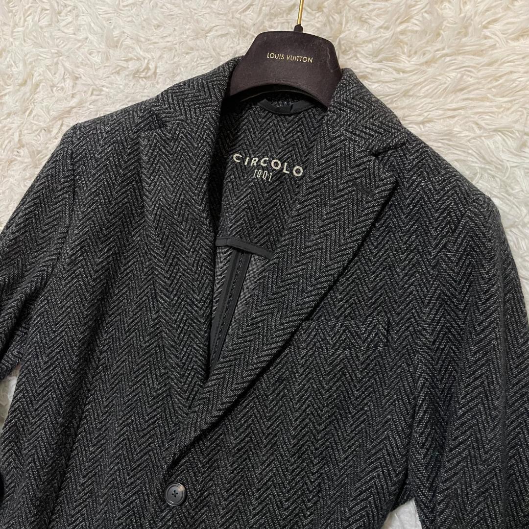 美品　チルコロ1901　現行　テーラードジャケット　ヘリンボーン　グレー　L