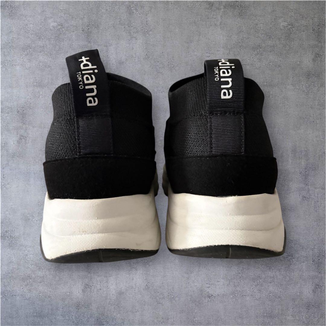 【極美品】プラスダイアナ ニットソックススニーカー クリスタルバックル 22.5