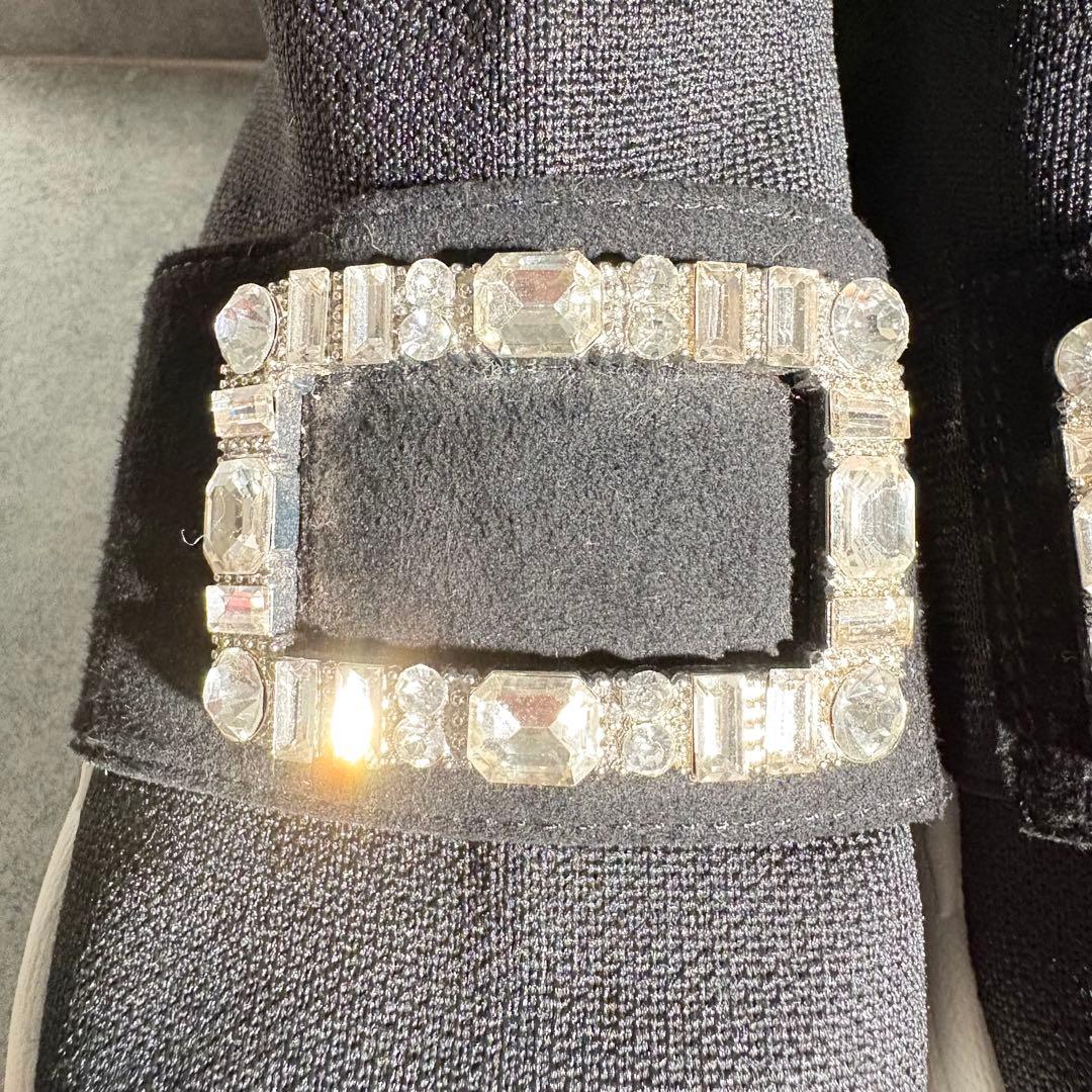 【極美品】プラスダイアナ ニットソックススニーカー クリスタルバックル 22.5