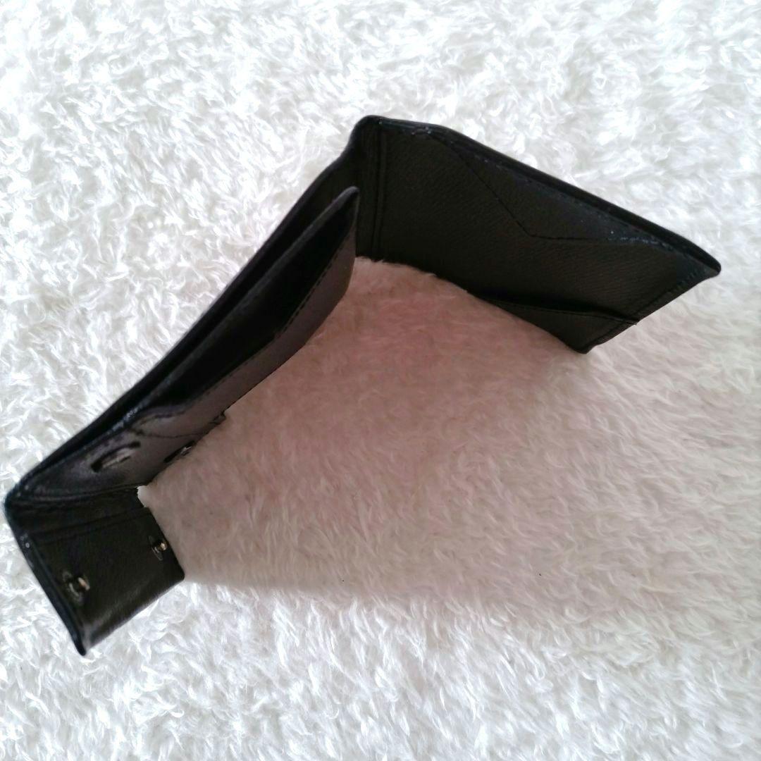 abrAsus 薄い財布 左利き用 ブラック 本革 二つ折り刻印