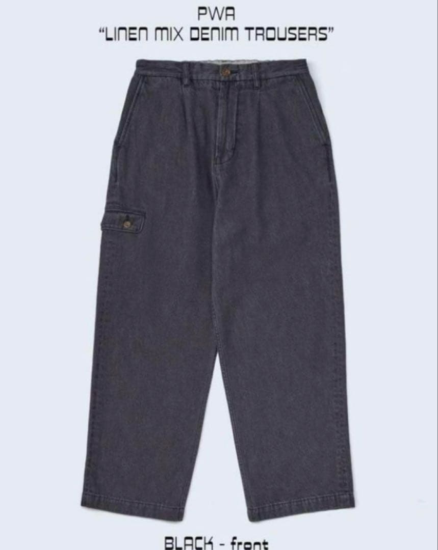 PWA LINEN MIX DENIM TROUSERS S ブラック