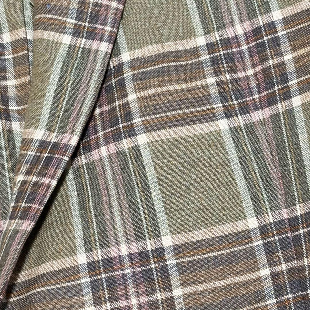 未使用 ブルックスブラザーズ フィッツジェラルド チェック 絹 麻 40R 緑