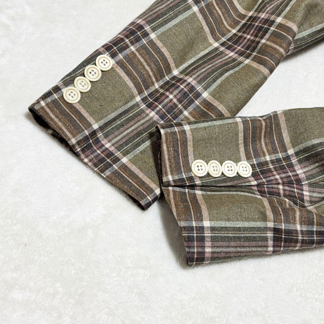 未使用 ブルックスブラザーズ フィッツジェラルド チェック 絹 麻 40R 緑