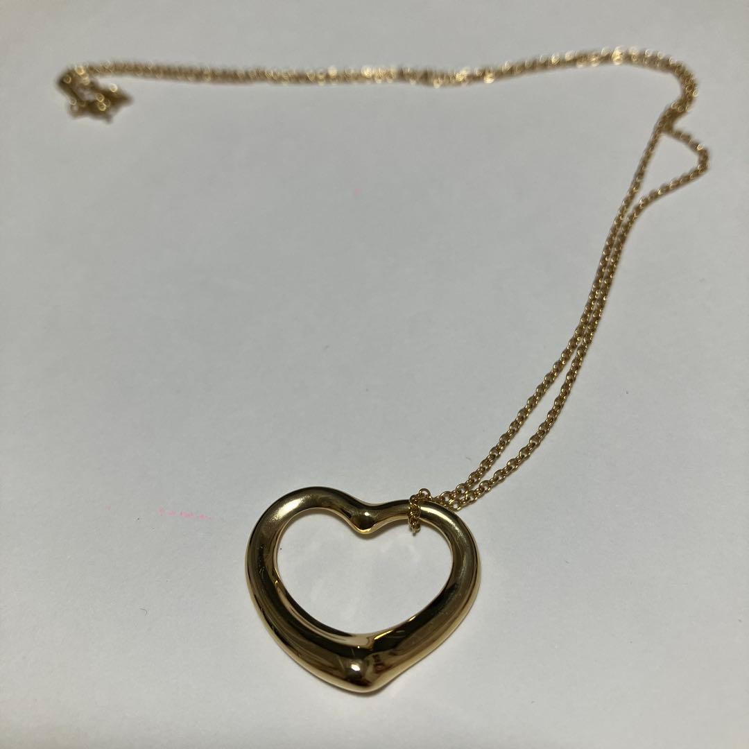 【あかぽんさま】ティファニー オープンハートネックレス 約21mm ゴールド
