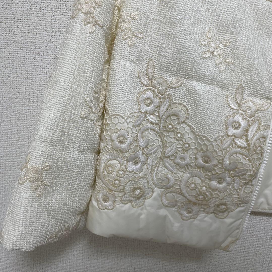 最高級✨シェルヴィーノ レース刺繍 中綿ジャケット 42 鑑定済 冬の白は格別✨