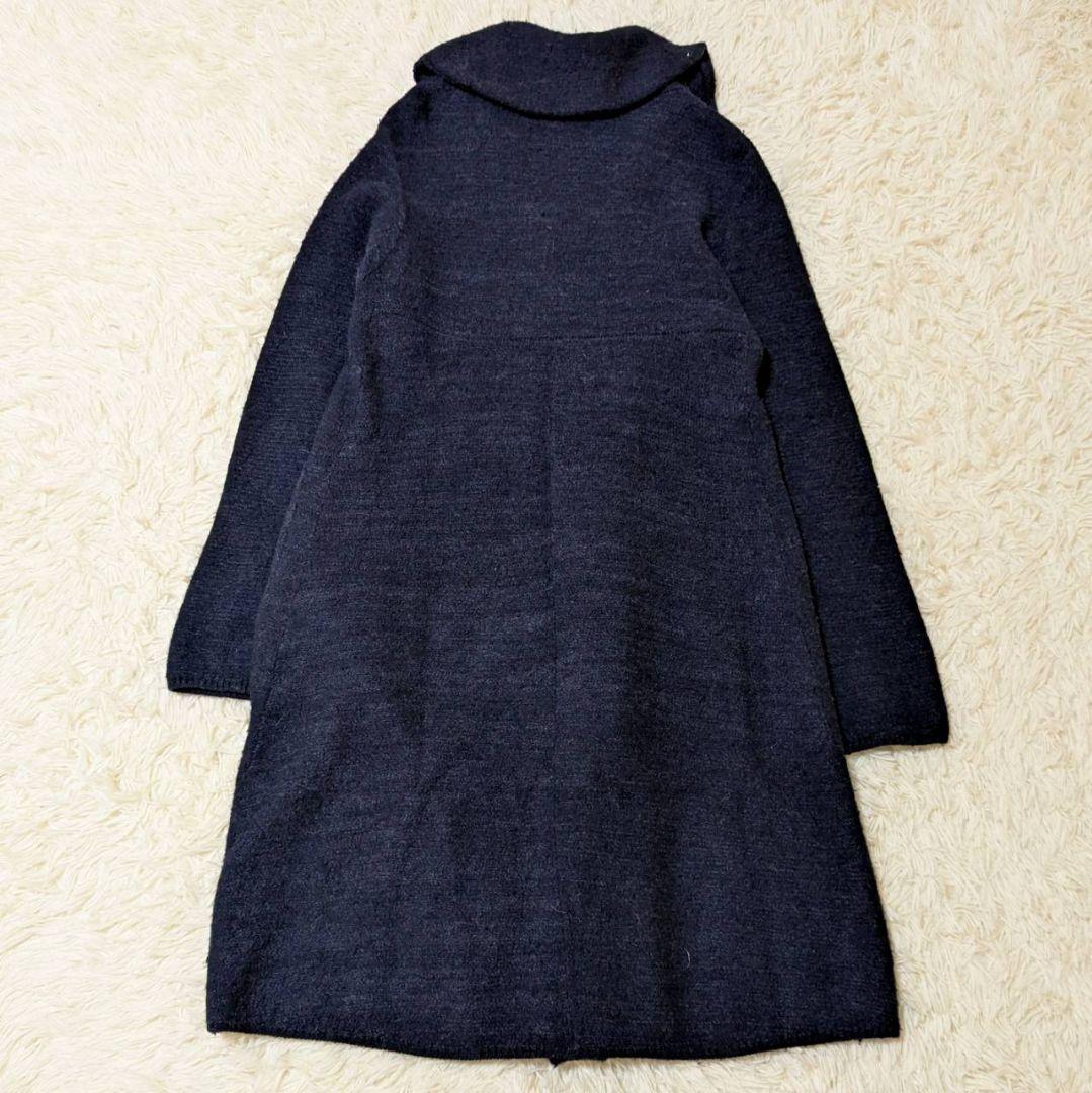 45R ウール アルパカ 縮絨 コート ロング ダブル ネイビー M