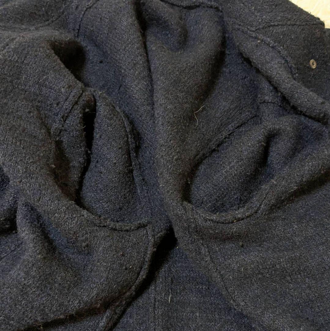 45R ウール アルパカ 縮絨 コート ロング ダブル ネイビー M