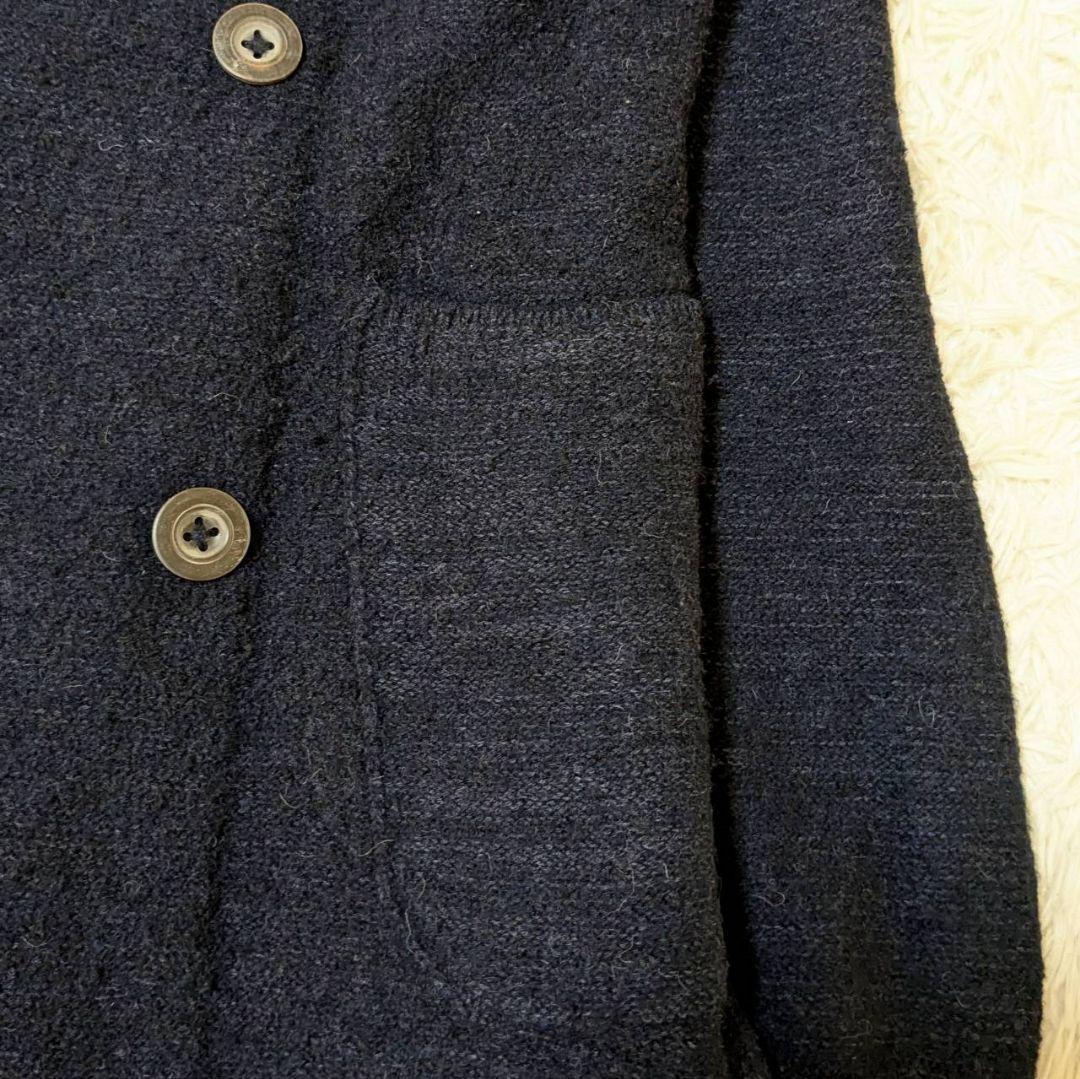 45R ウール アルパカ 縮絨 コート ロング ダブル ネイビー M