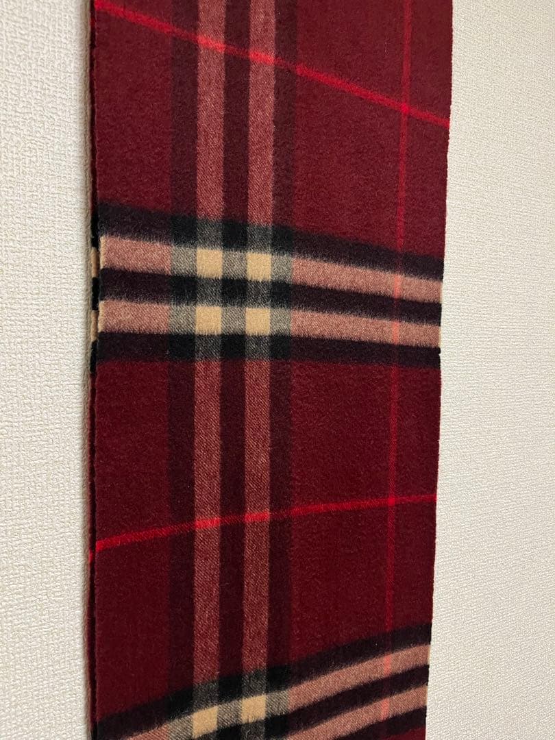 BURBERRY　バーバリー　マフラー　カシミア100％　美品　バーガンディ系