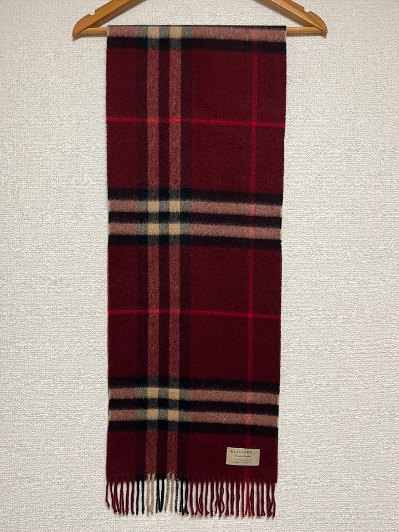 BURBERRY　バーバリー　マフラー　カシミア100％　美品　バーガンディ系