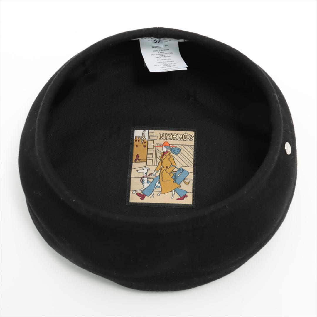 HERMERS エルメス ベレー帽 57 カシミヤ ブラック