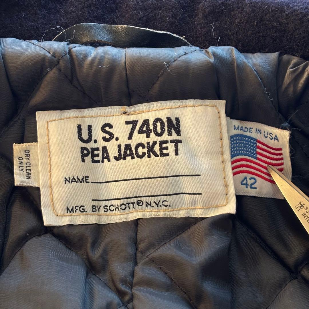 【超希少42】ショット ピーコート USA製 740N 10ボタン キルティング
