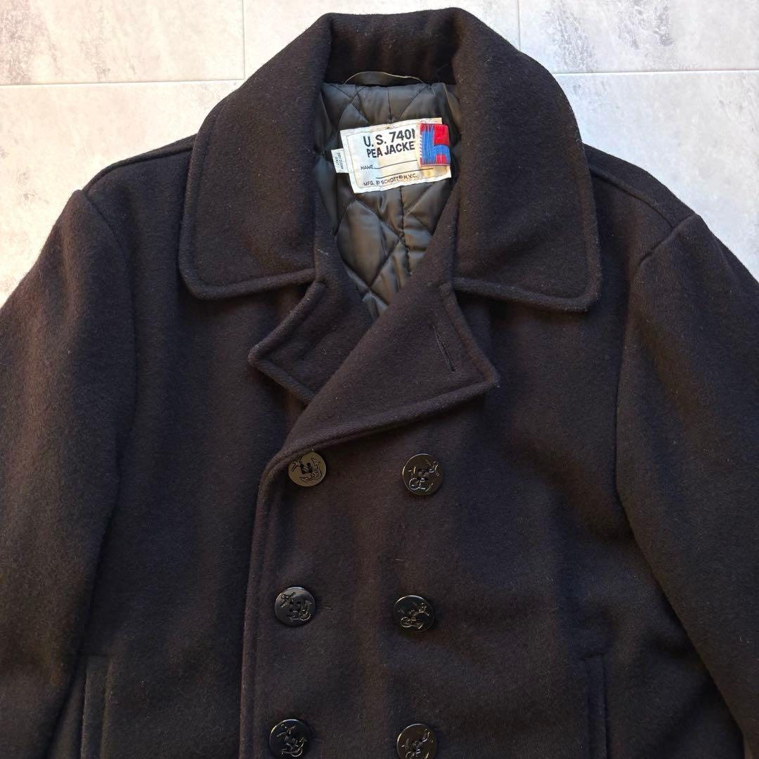 【超希少42】ショット ピーコート USA製 740N 10ボタン キルティング