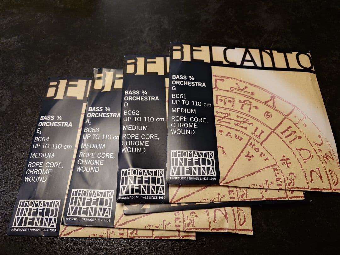 【新品未使用】コントラバス弦 オーケストラ弦 ベルカント 4弦セット