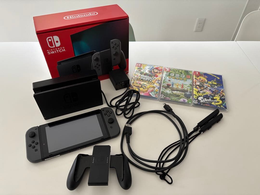 Nintendo Switch 本体 グレー 付属品 箱あり ソフト3本付き