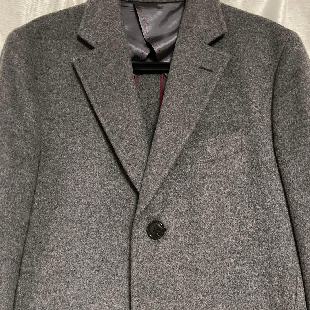 （しんちゃん）カシミヤ100%グレー チェスターコート 3つボタン