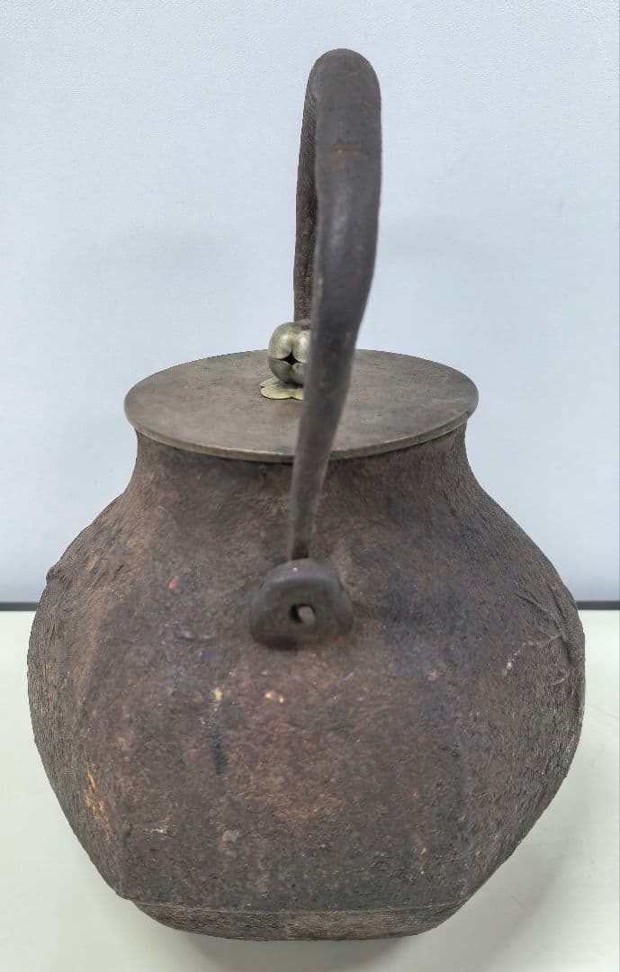 龍文堂鉄瓶　龍文堂造 六角 紅葉 桃 小鳥模様 アンティーク 希少 現状 中古