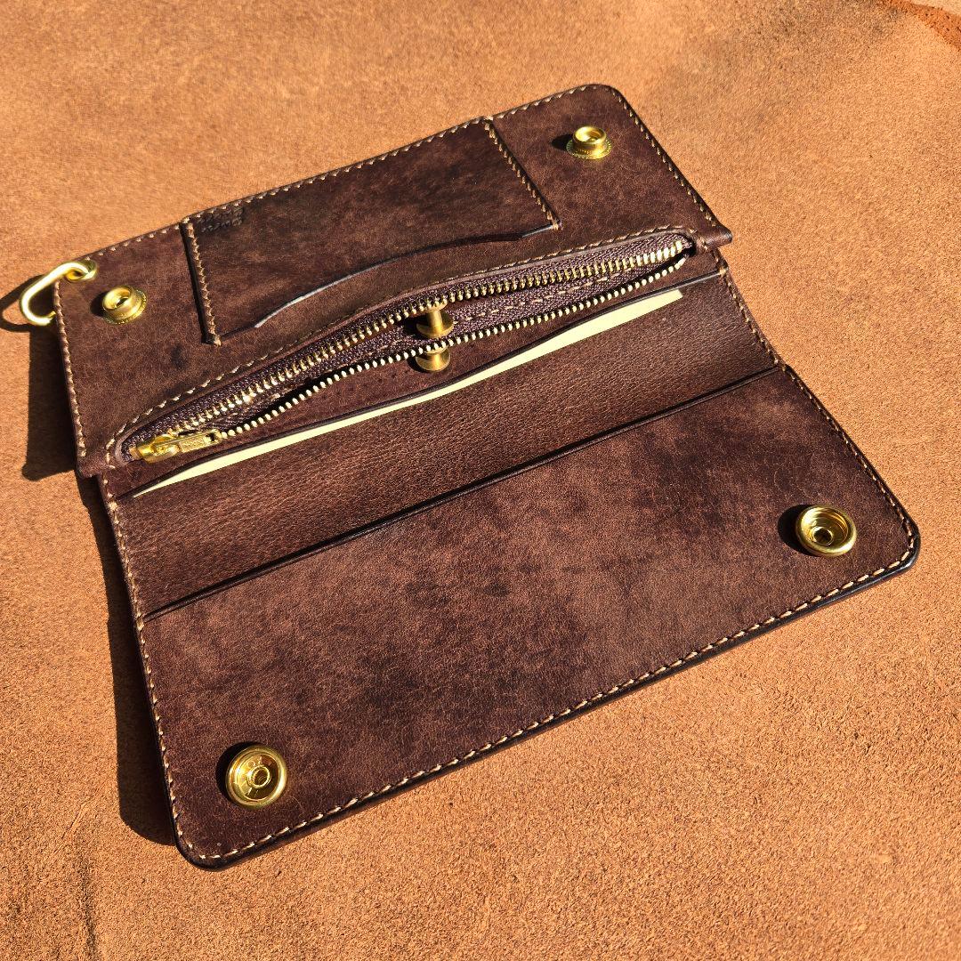 147ロング　トラッカーウォレット　イタリアンレザーMARGOT【ダークブラウン