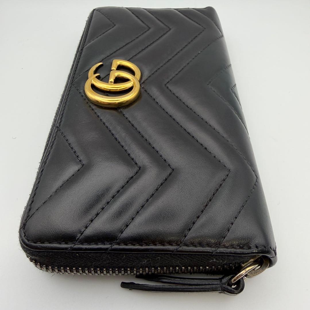 GUCCI グッチ GGマーモント 長財布 ブラック ラウンドファスナー 美品