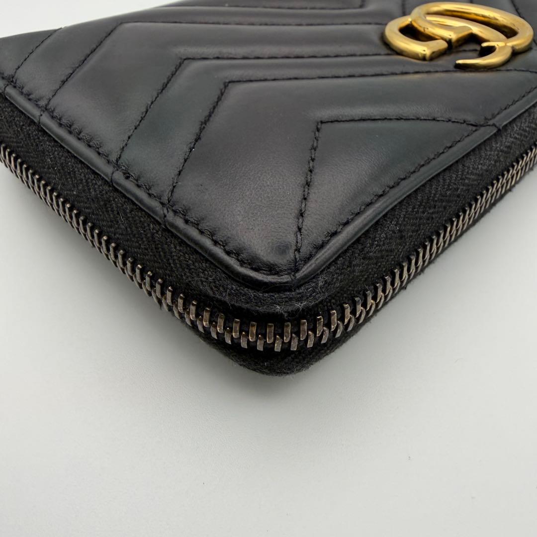 GUCCI グッチ GGマーモント 長財布 ブラック ラウンドファスナー 美品