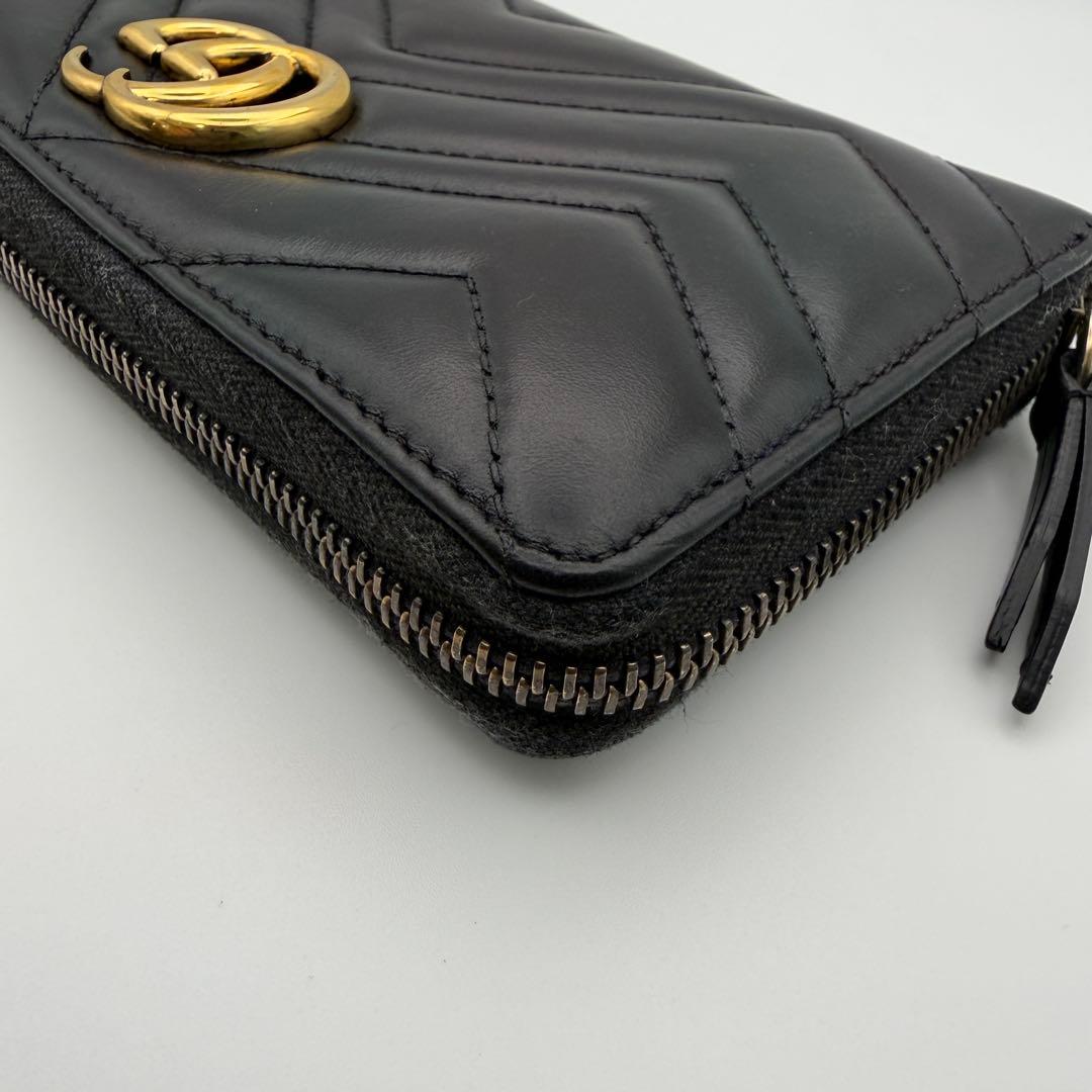 GUCCI グッチ GGマーモント 長財布 ブラック ラウンドファスナー 美品