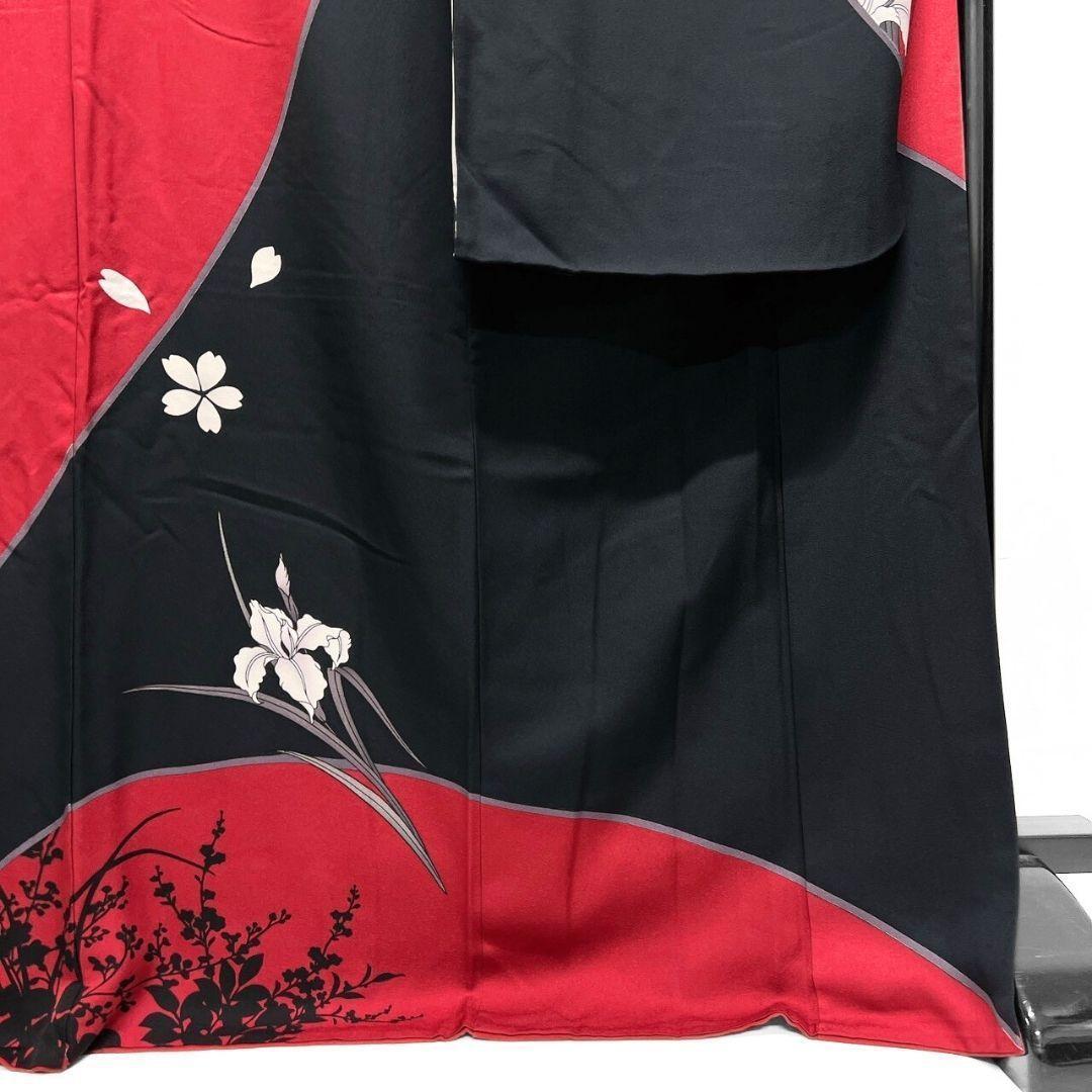 振袖　刺繍　金糸　菖蒲　牡丹　花影　着物　121b p ms