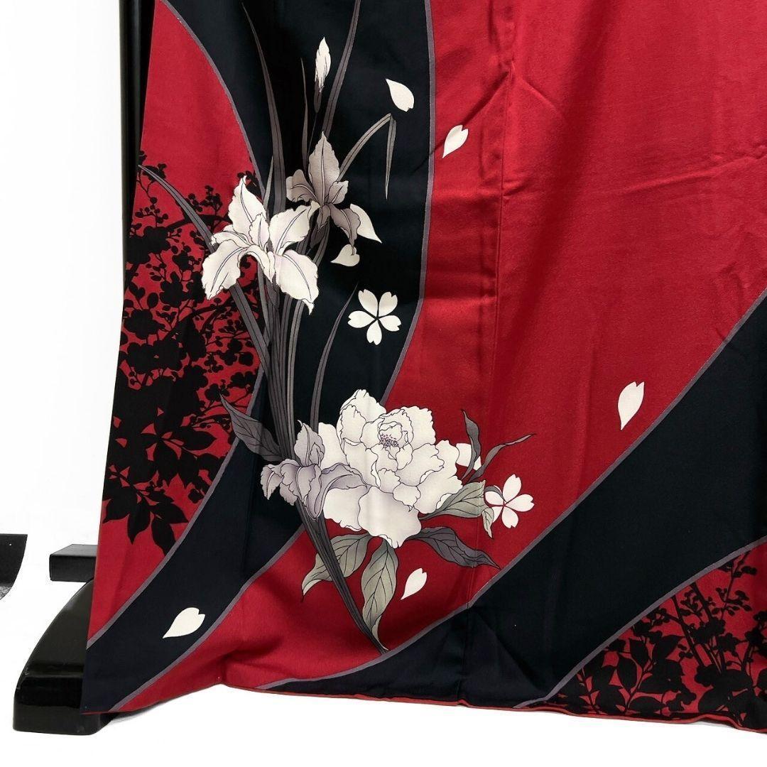 振袖　刺繍　金糸　菖蒲　牡丹　花影　着物　121b p ms