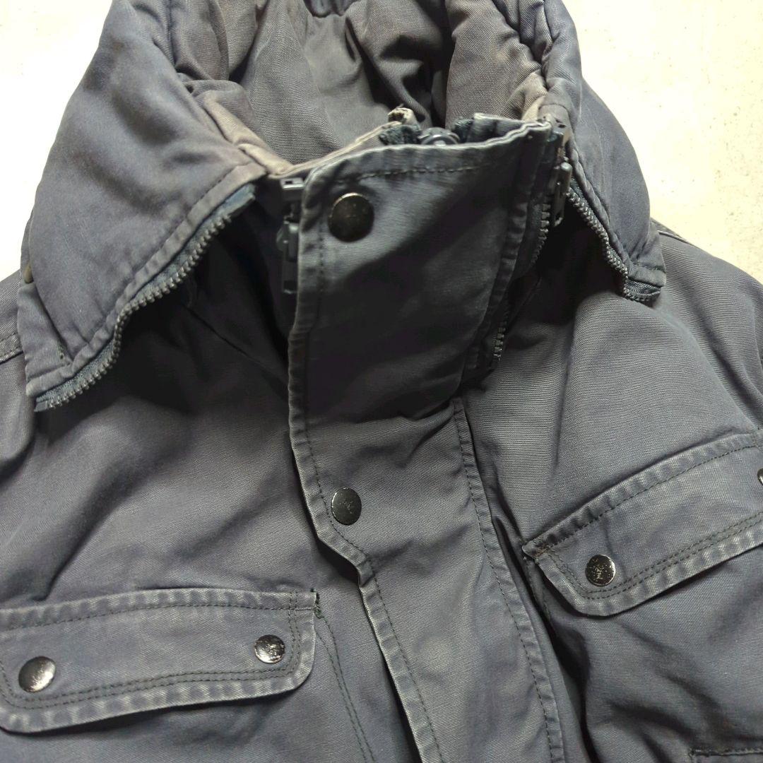 DIESELディーゼル中綿ミリタリージャケットXXLフード付フェードグレー雰囲気