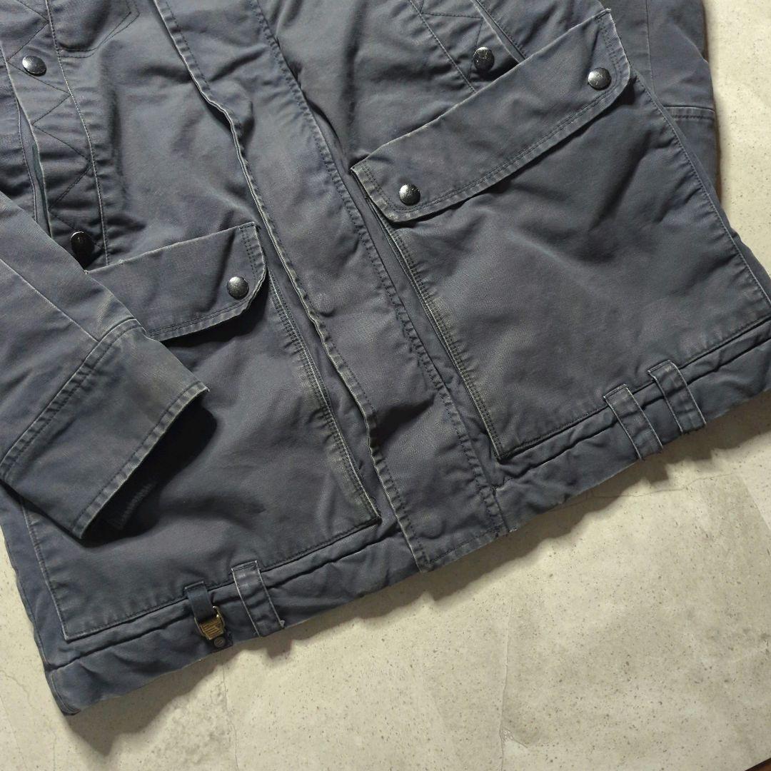 DIESELディーゼル中綿ミリタリージャケットXXLフード付フェードグレー雰囲気