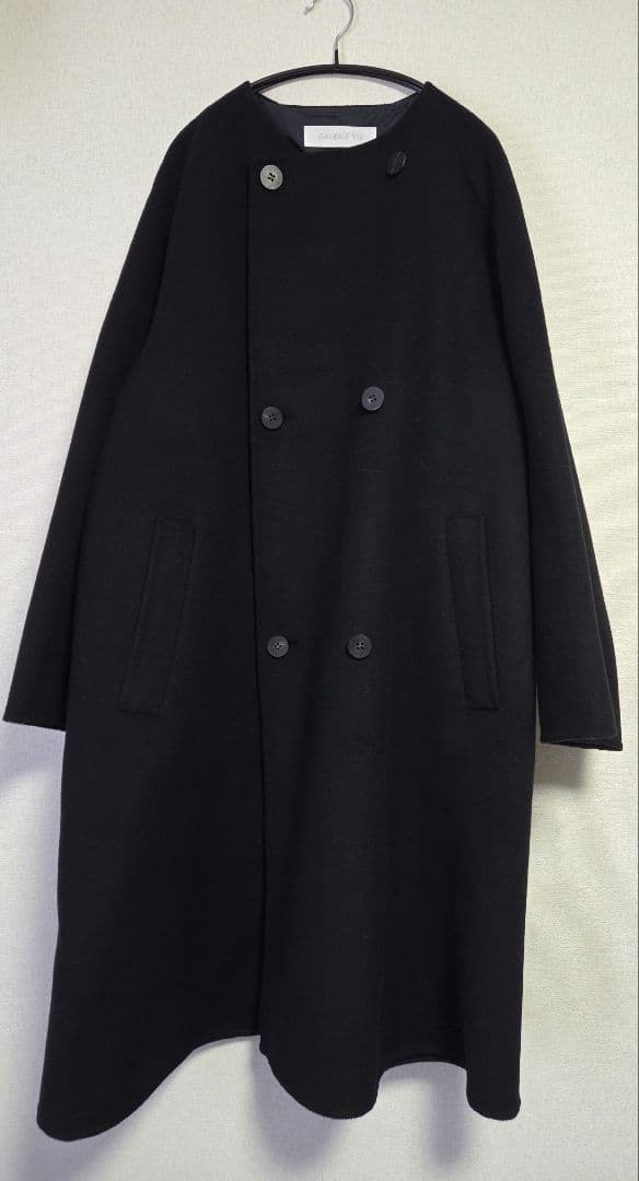 伊勢丹新宿店別注カラー ウールダブルフェイス カラーレス トレンチコート