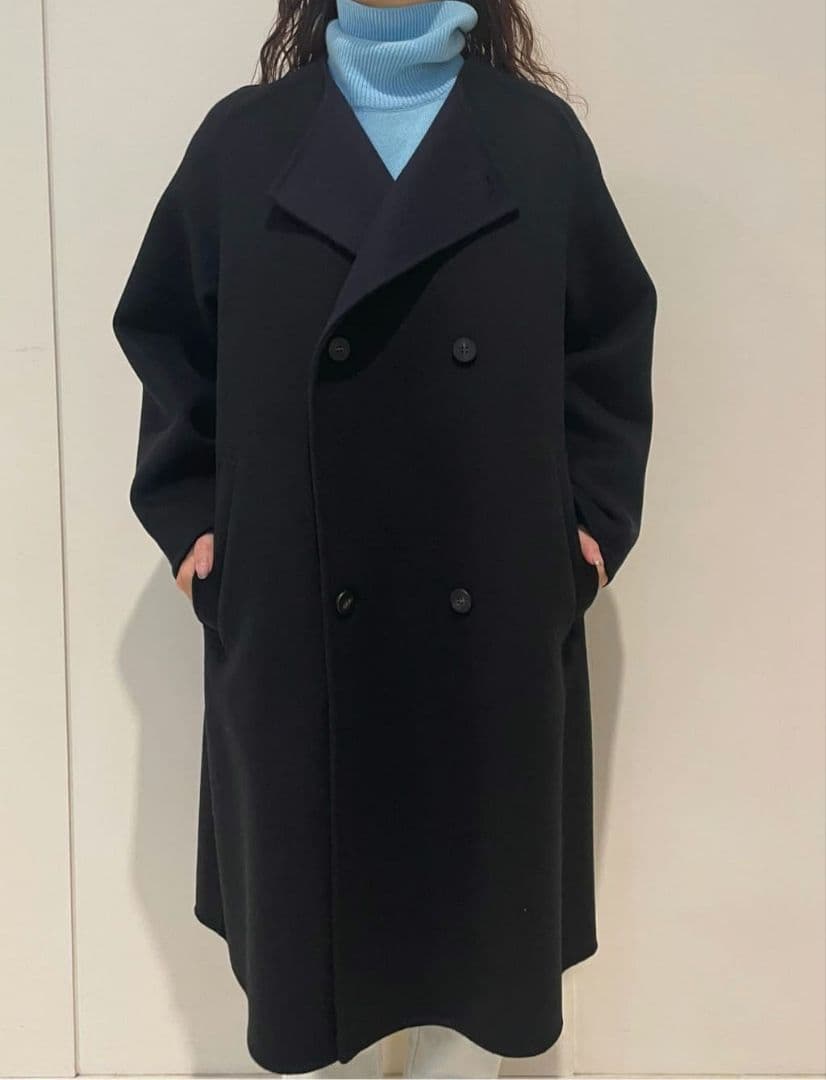 伊勢丹新宿店別注カラー ウールダブルフェイス カラーレス トレンチコート