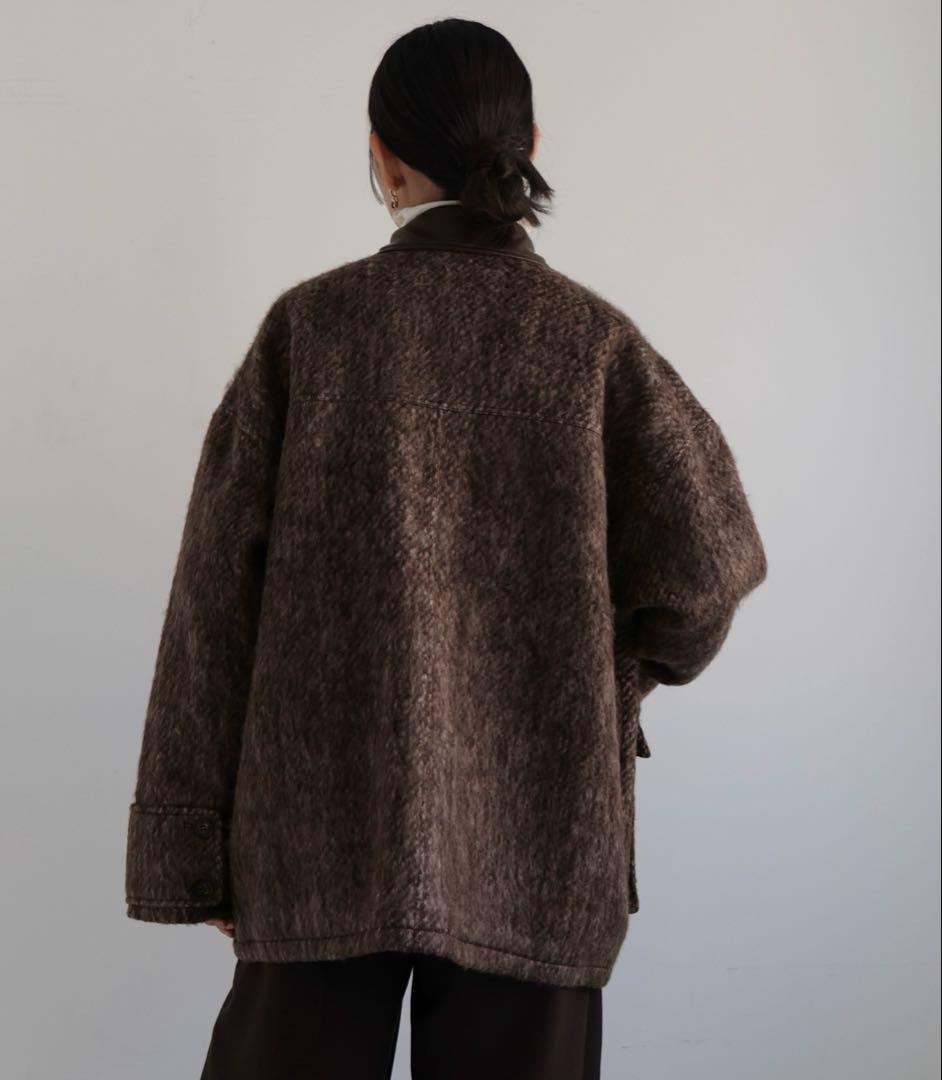 hellamレザーカラーシャギーコート