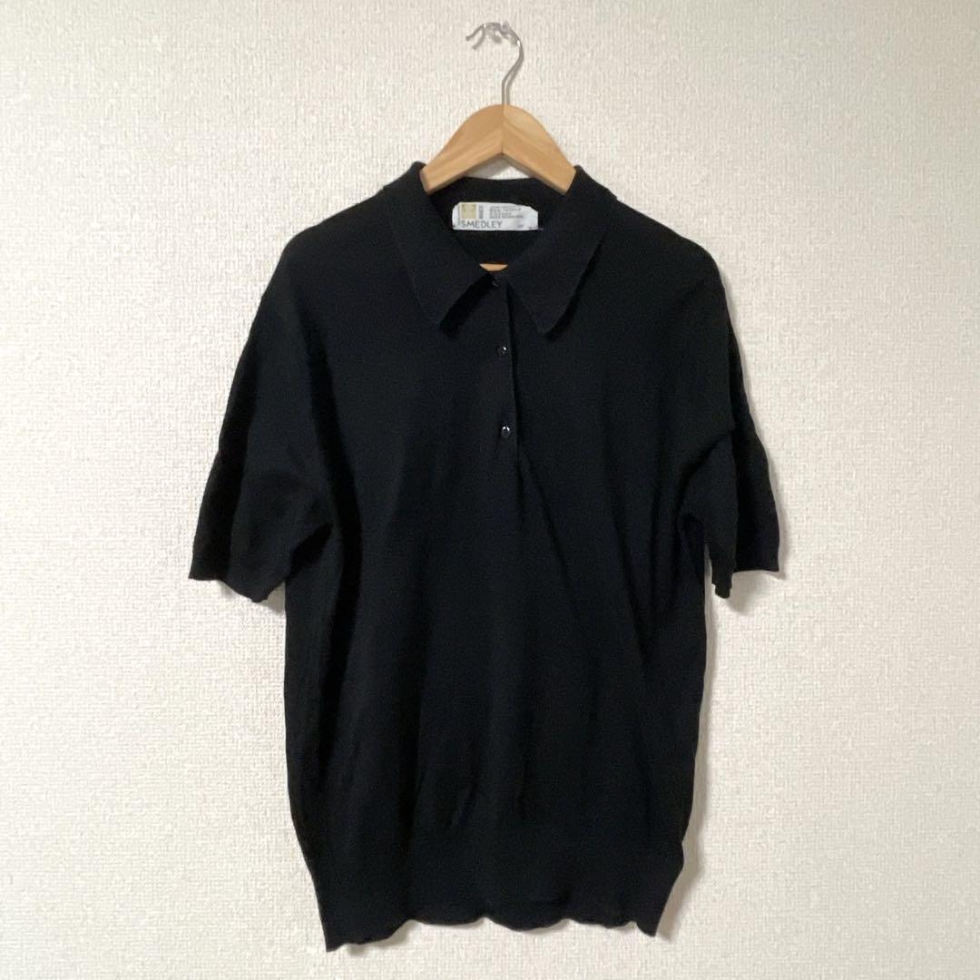 ジョンスメドレー  半袖ニットポロシャツ　ブラック　38
