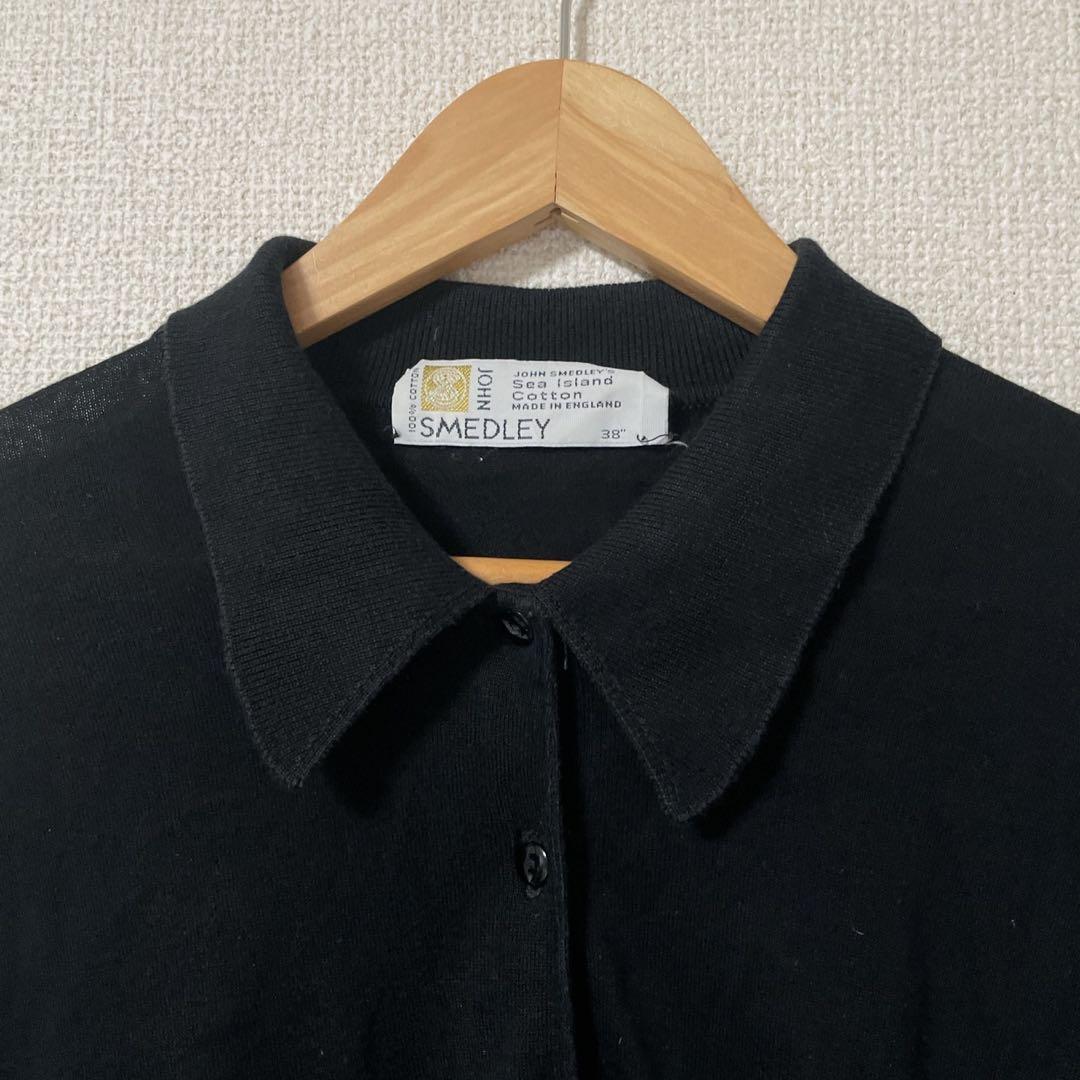 ジョンスメドレー  半袖ニットポロシャツ　ブラック　38