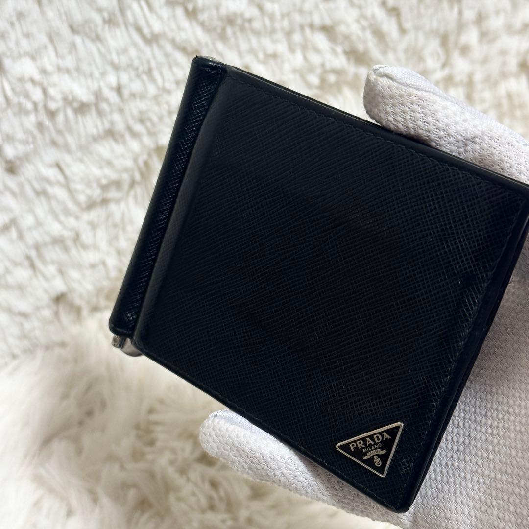 【美品】PRADA プラダ マネークリップ サフィアーノ トライアングル